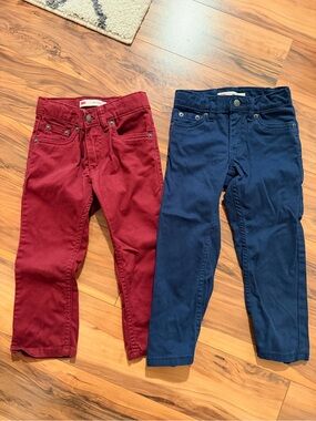 Boys Levi 511, size 3T Kids Stretch Cotton Pants - Red and Navy